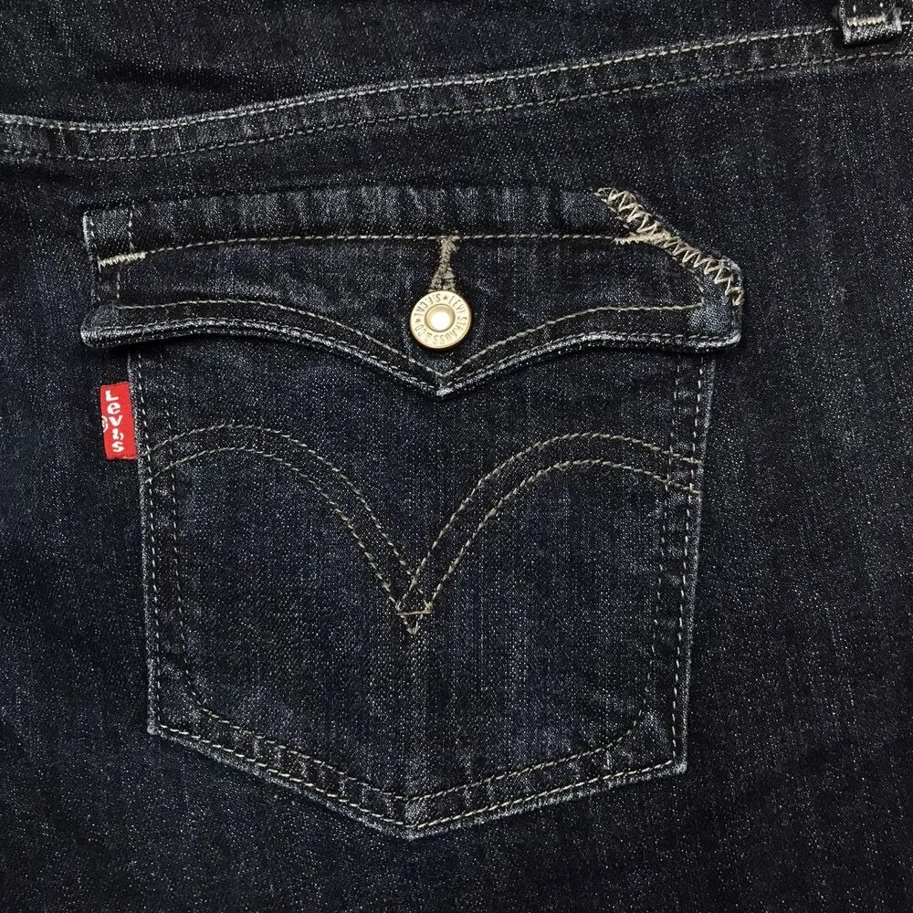 LEVIS 515 Bootcut Jeans Women 36x34 (32/34 tag) Dark Wash Stretch Western Flap